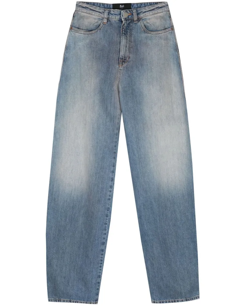 3x1 Halbhohe Nicole Tapered-Jeans Blau