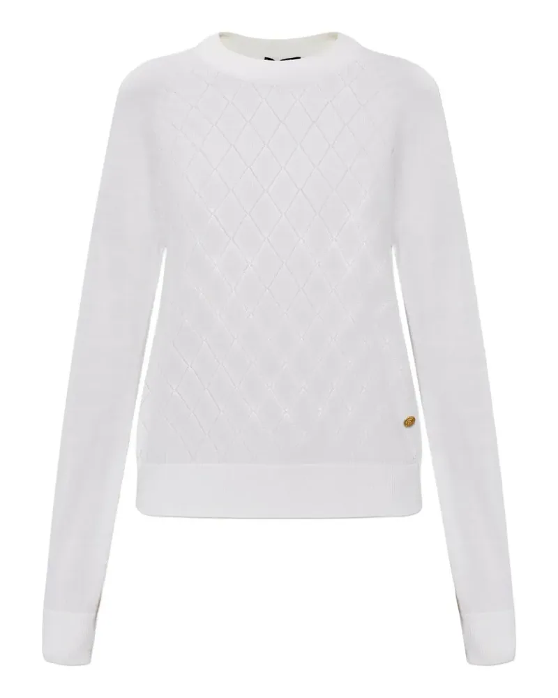 Balmain pointelle-knit logo-button sweater - Weiß Weiß