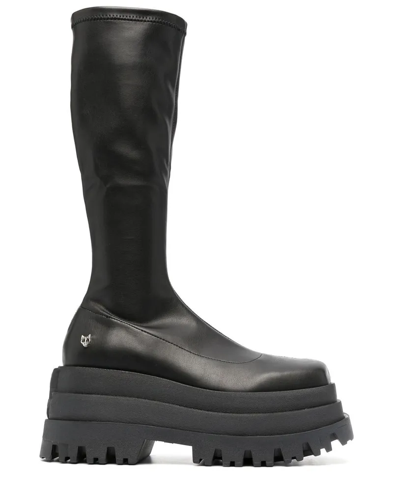 Naked Wolfe Sin Plateau-Stiefel - Schwarz Schwarz
