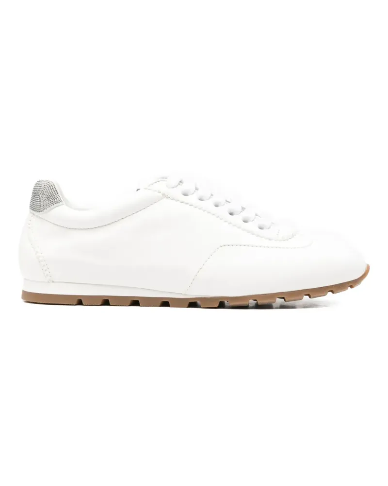 Doucal´s crystal-embellished leather sneakers - Weiß Weiß