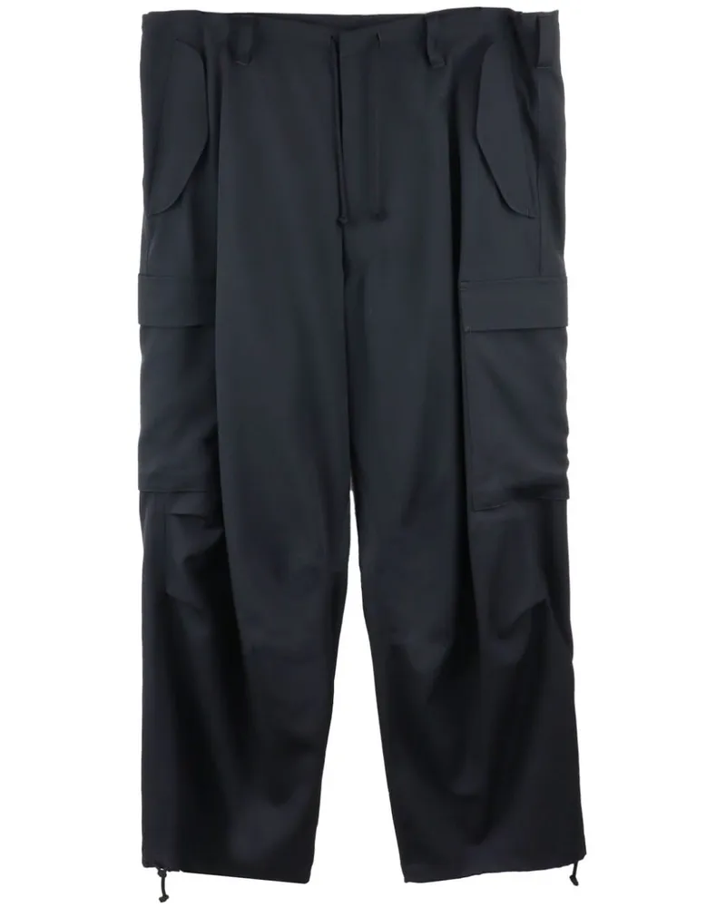 Yohji Yamamoto Cargohose mit Kordelzug Schwarz