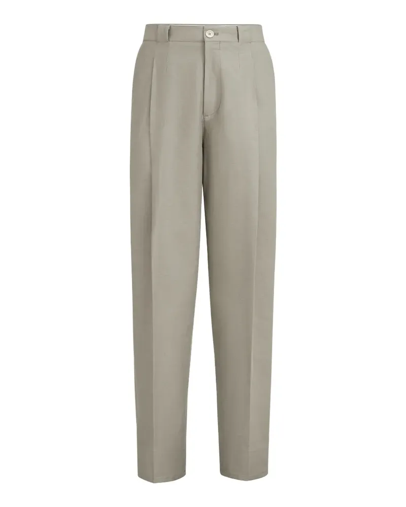 Brunello Cucinelli cotton and linen panama trousers with pleat - Nude Nude