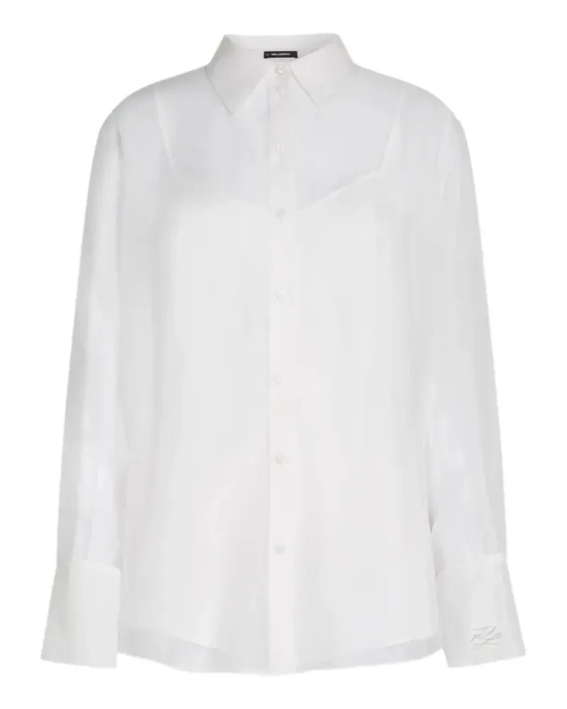 Karl Lagerfeld Organza-Bluse - Weiß Weiß