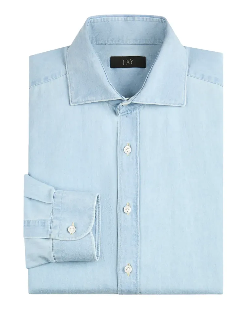 Fay spread-collar denim shirt - Blau Blau