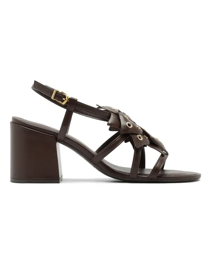 AREZZO eyelet-embellished floral-appliqu - Braun Braun