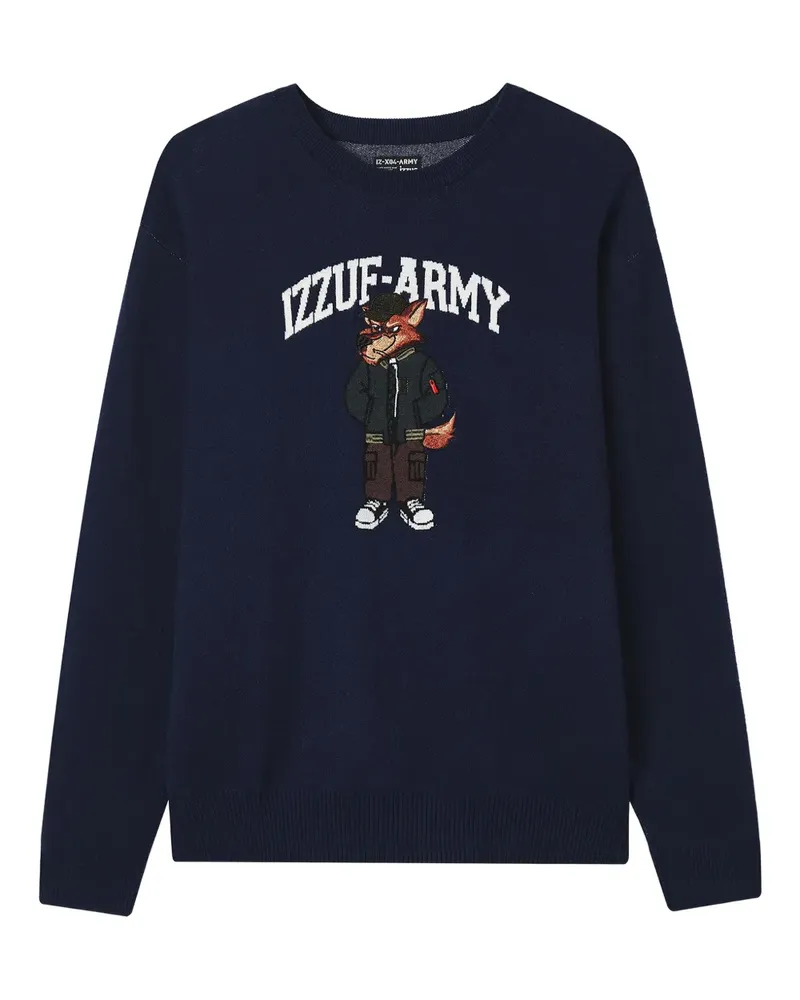 Izzue Pullover mit Fuchs-Applikation - Blau Blau