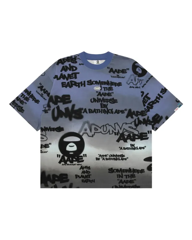 BAPE T-Shirt mit Graffiti-Print - Grau Grau