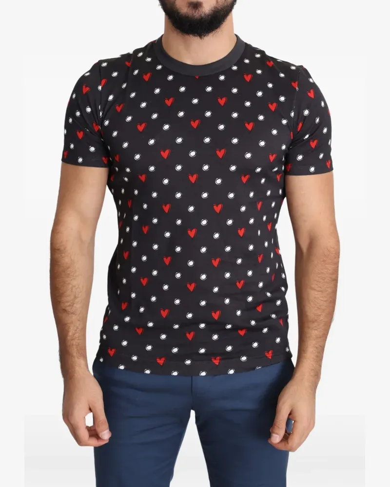 Dolce & Gabbana T-Shirt mit Herz-Print - Schwarz Schwarz
