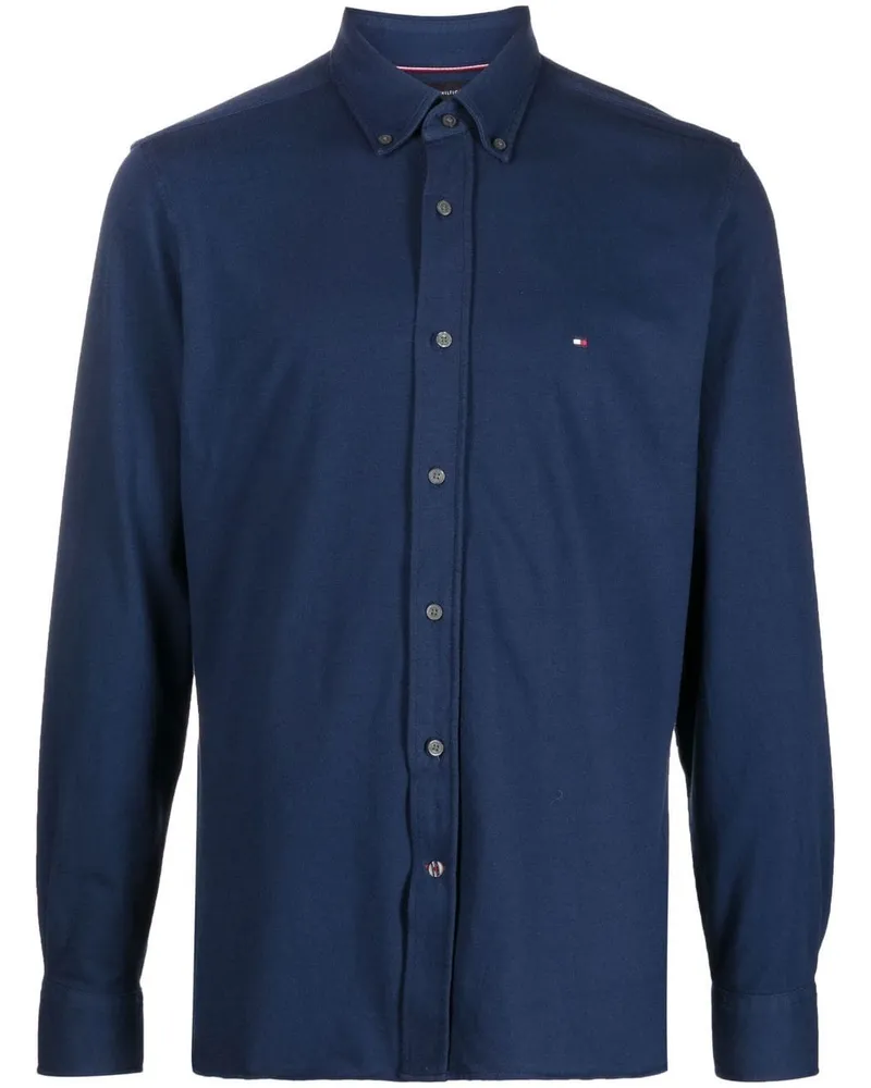Tommy Hilfiger Hemd mit Logo-Stickerei - Blau Blau