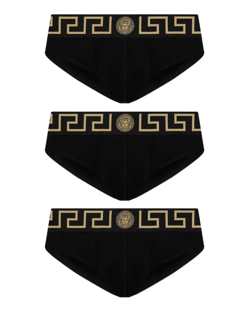Versace Greca Slips mit Medusa-Kopf (3er-Set) - Schwarz Schwarz