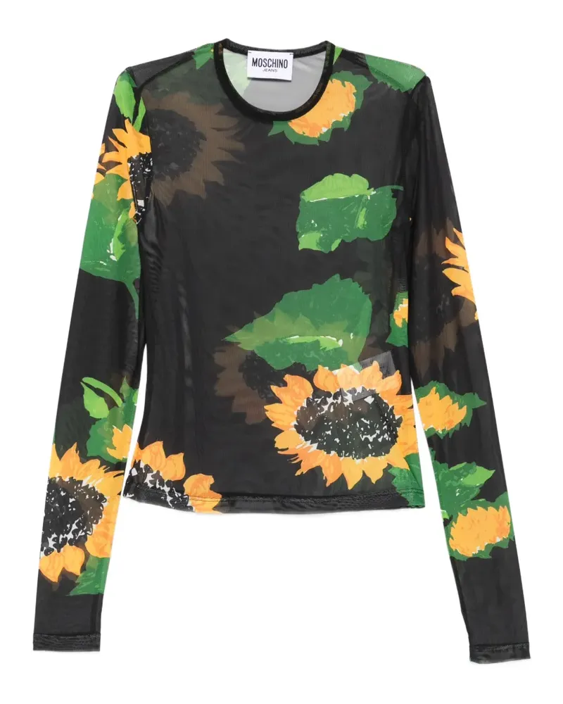 Moschino floral long-sleeve T-shirt - Schwarz Schwarz