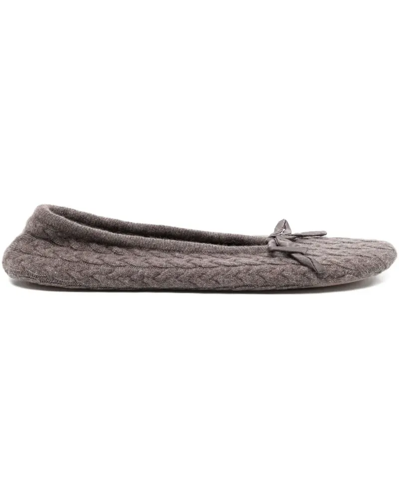N.Peal Slipper mit Zopfmuster - Braun Braun