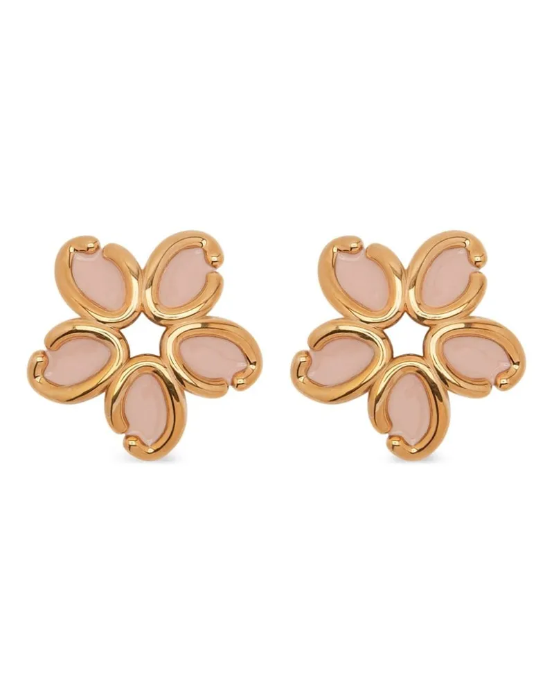 Oscar de la Renta Enamel O Flower Ohrringe - Gold Gold