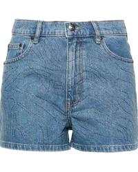 ROTATE Birger Christensen Strassverzierte Jeans-Shorts mit hohem Bund Blau