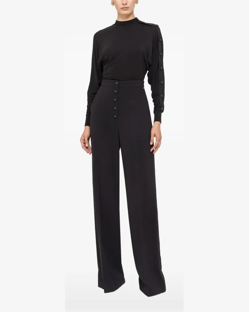 NISSA TENCEL™ and wool button-detail top - Schwarz Schwarz