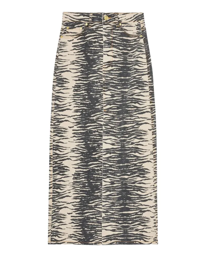 Ganni zebra-print maxi skirt - Nude Nude