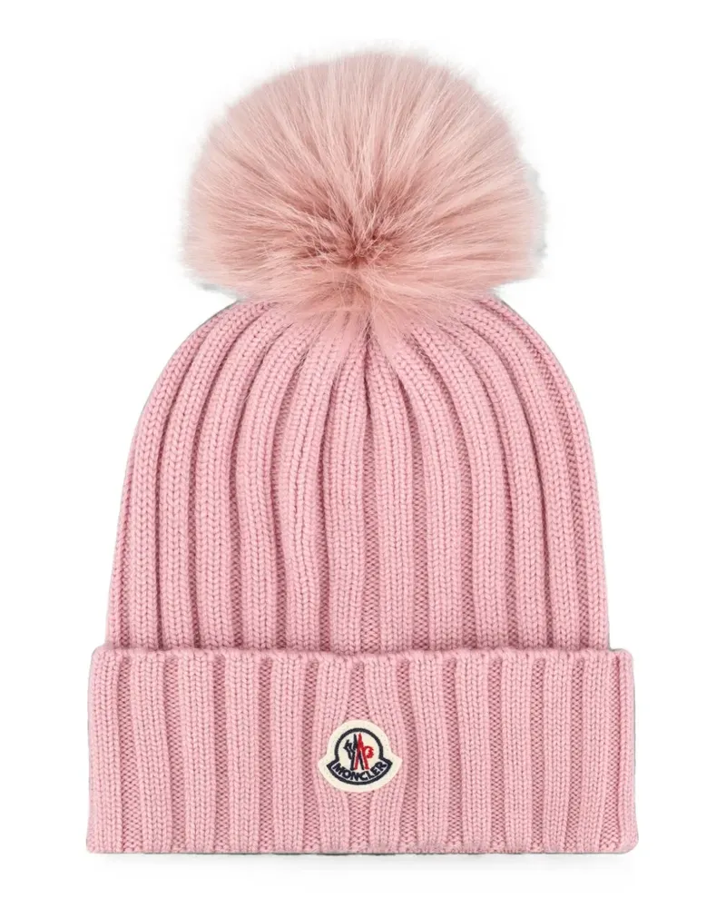 Moncler pom-pom ribbed-knit beanie hat - Rosa Rosa