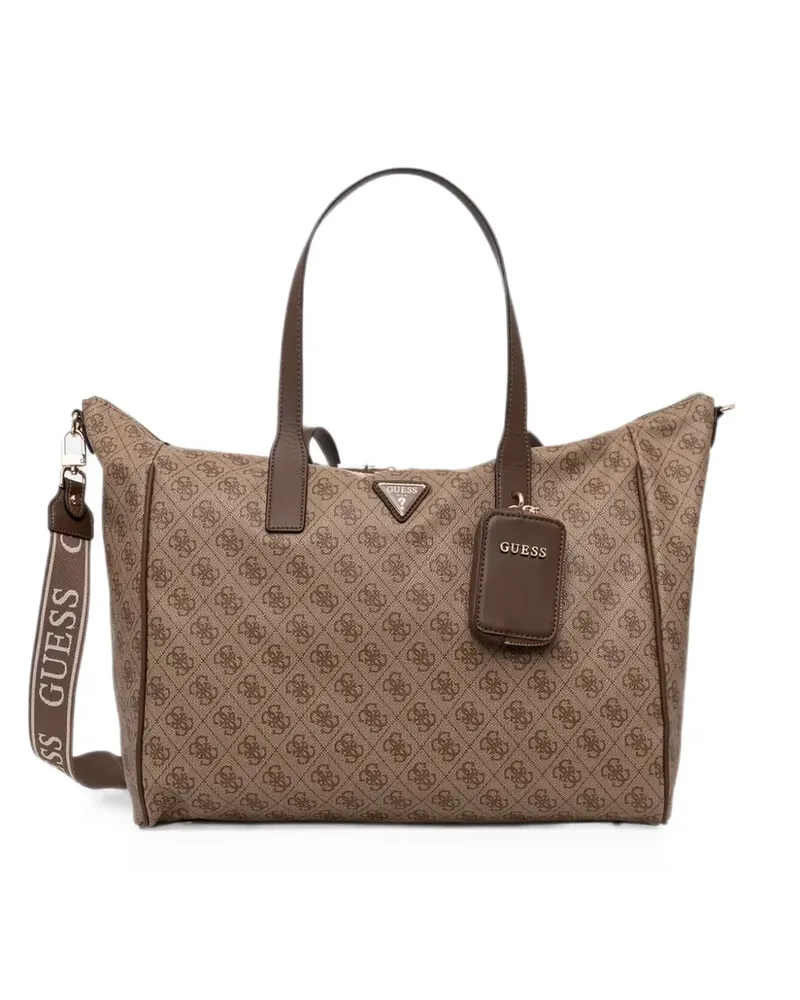 Guess monogram-print logo-plaque tote bag - Nude Nude