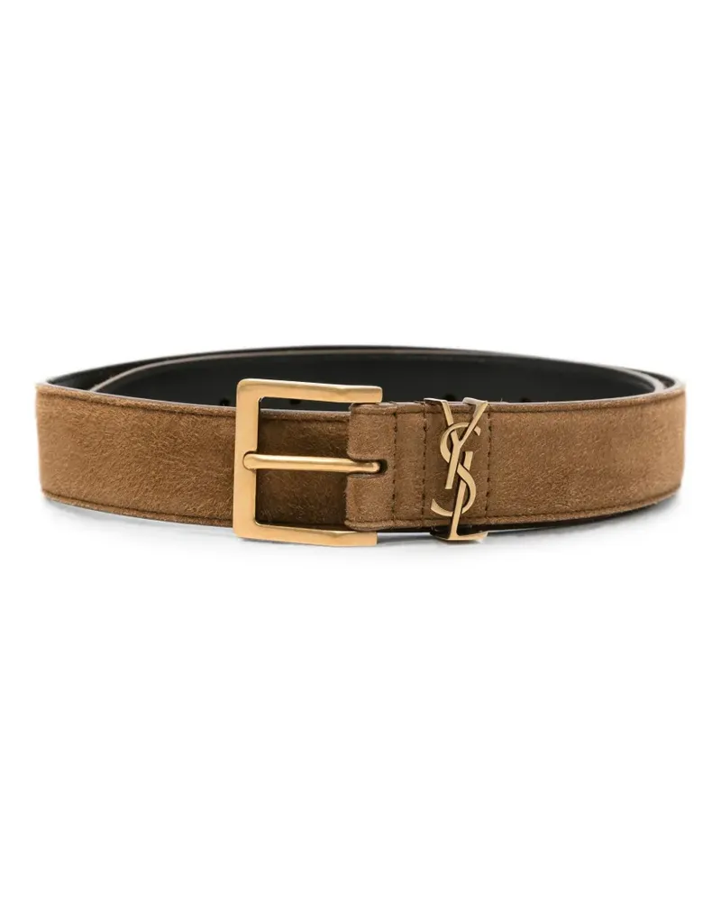 Saint Laurent Cassandre Vadim belt in suede - Braun Braun