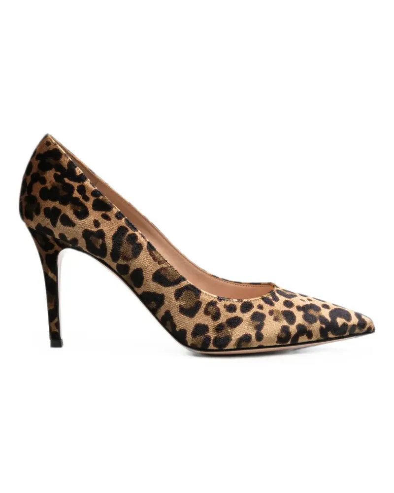 Gianvito Rossi Gianvito leopard-print velvet heeled pumps - Braun Braun
