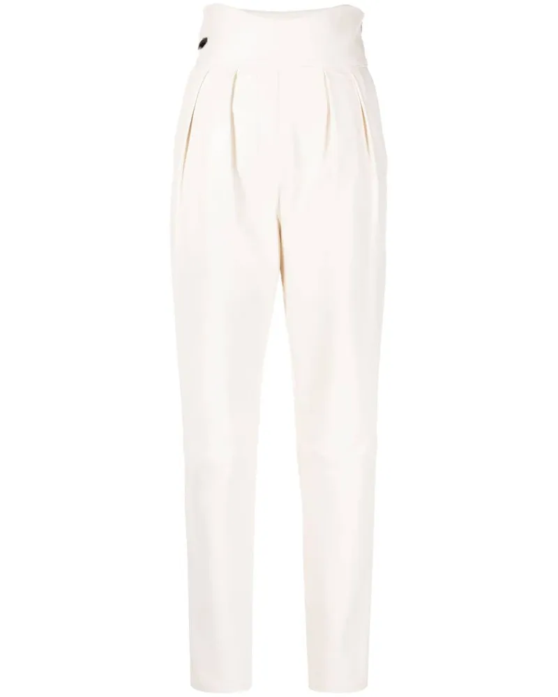 Philipp Plein Lederhose mit hohem Bund - Nude Nude