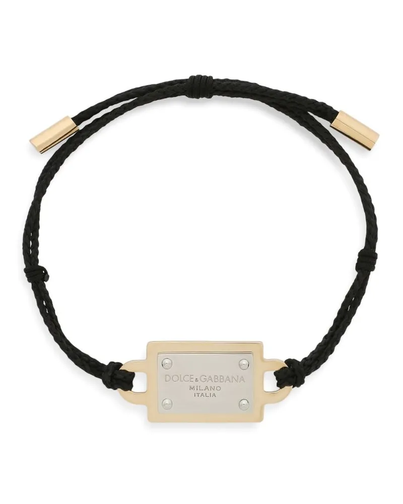 Dolce & Gabbana Kordelarmband mit Logo-Schild - Gold Gold