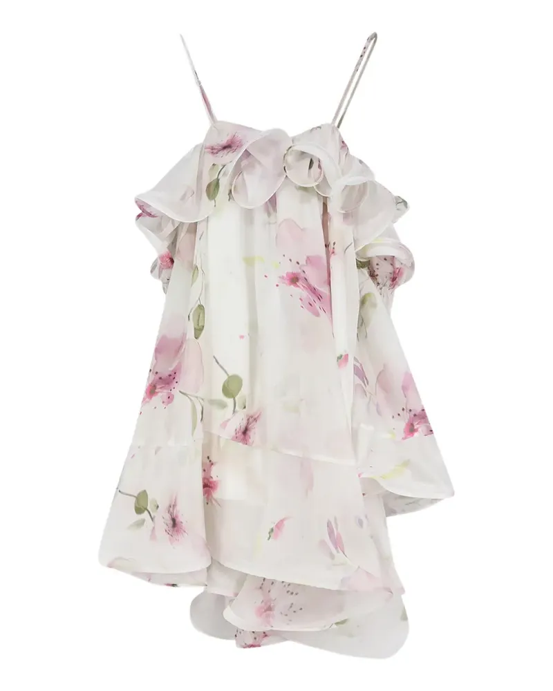ACTUALEE floral-print ruffled mini dress - Weiß Weiß