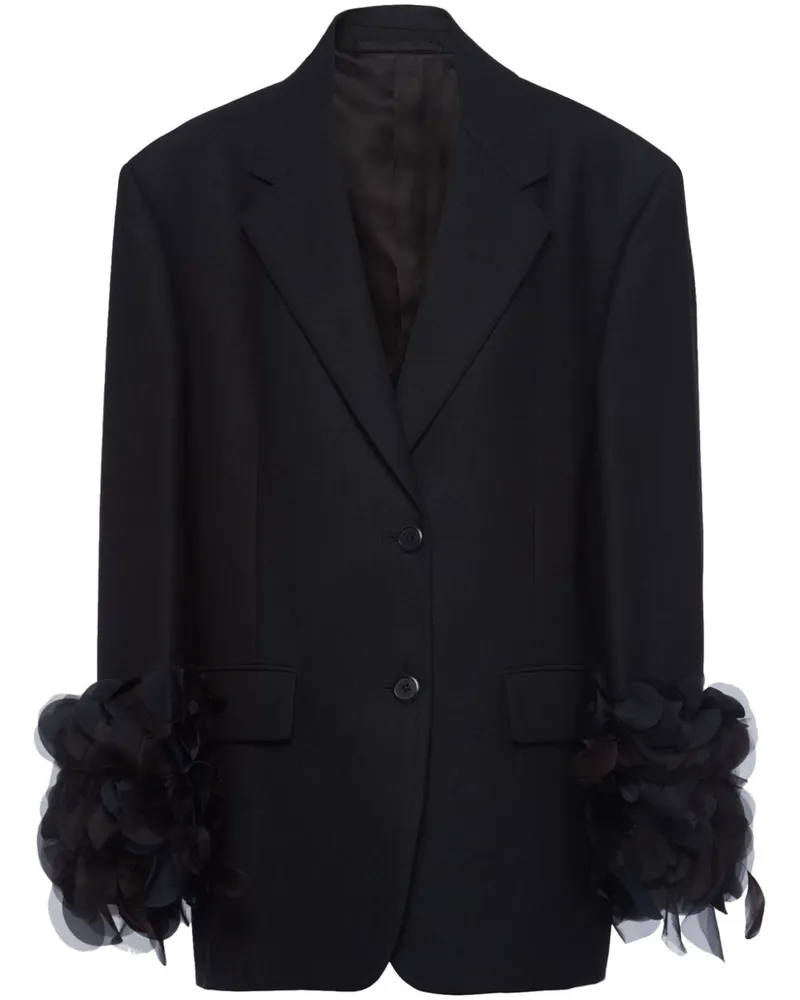 Prada Wollblazer mit Federn - Schwarz Schwarz