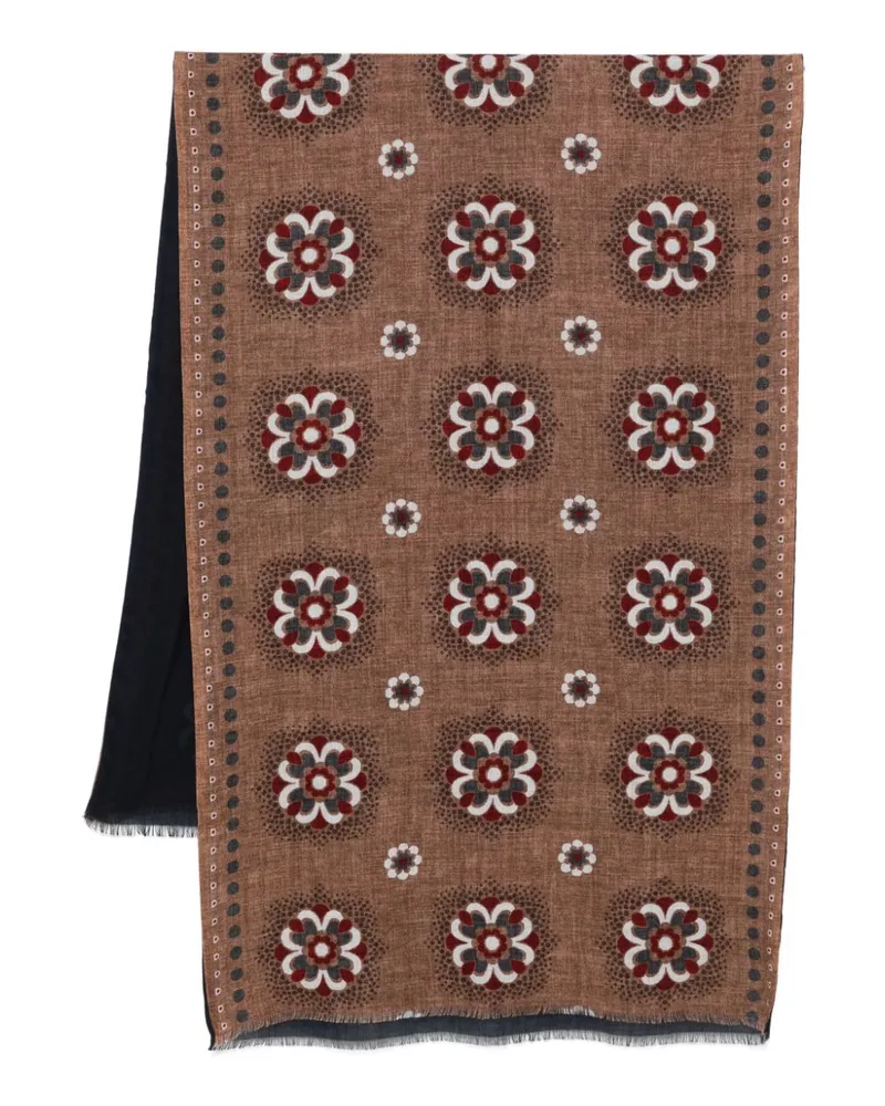 Dell'oglio Schal mit Blumen-Print - Braun Braun