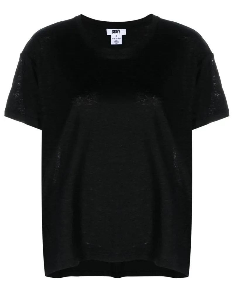 DKNY T-Shirt aus Leinen Schwarz