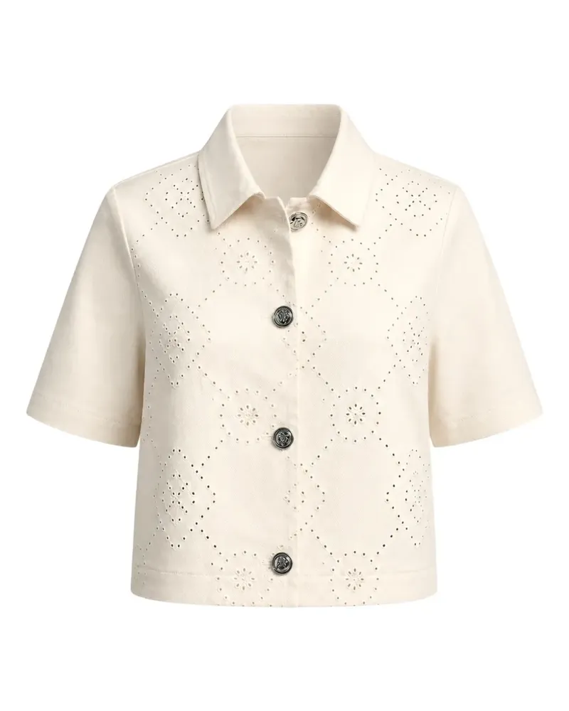 DKNY eyelet-detail short-sleeve shirt - Nude Nude