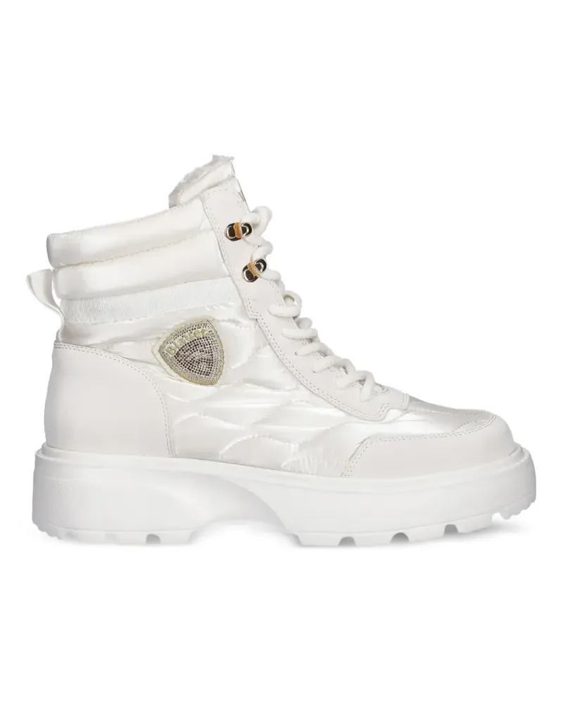 Blauer quilted lace-up boots - Weiß Weiß