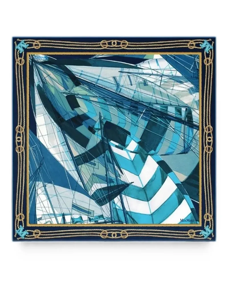Max Mara printed silk foulard - sky blue - Blau Blau