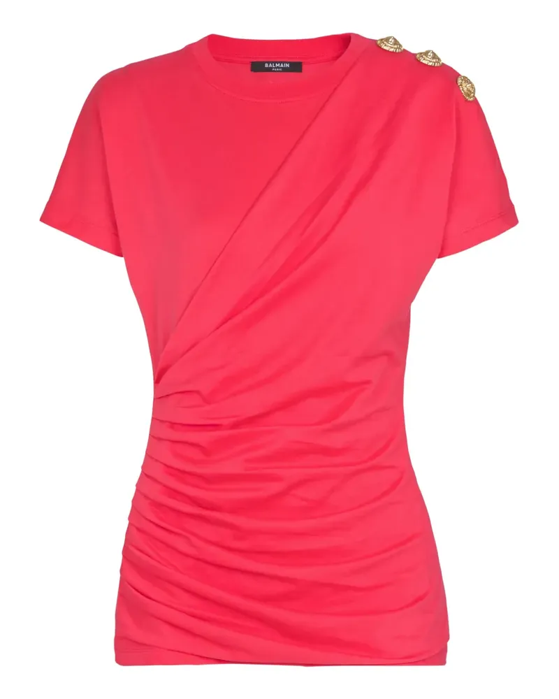 Balmain T-Shirt mit Drapierungen - Rosa Rosa