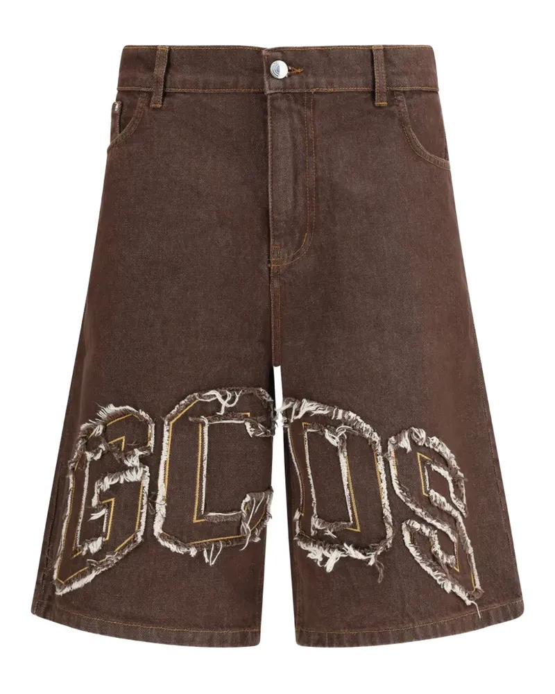 GCDS frayed logo-patch shorts - Braun Braun