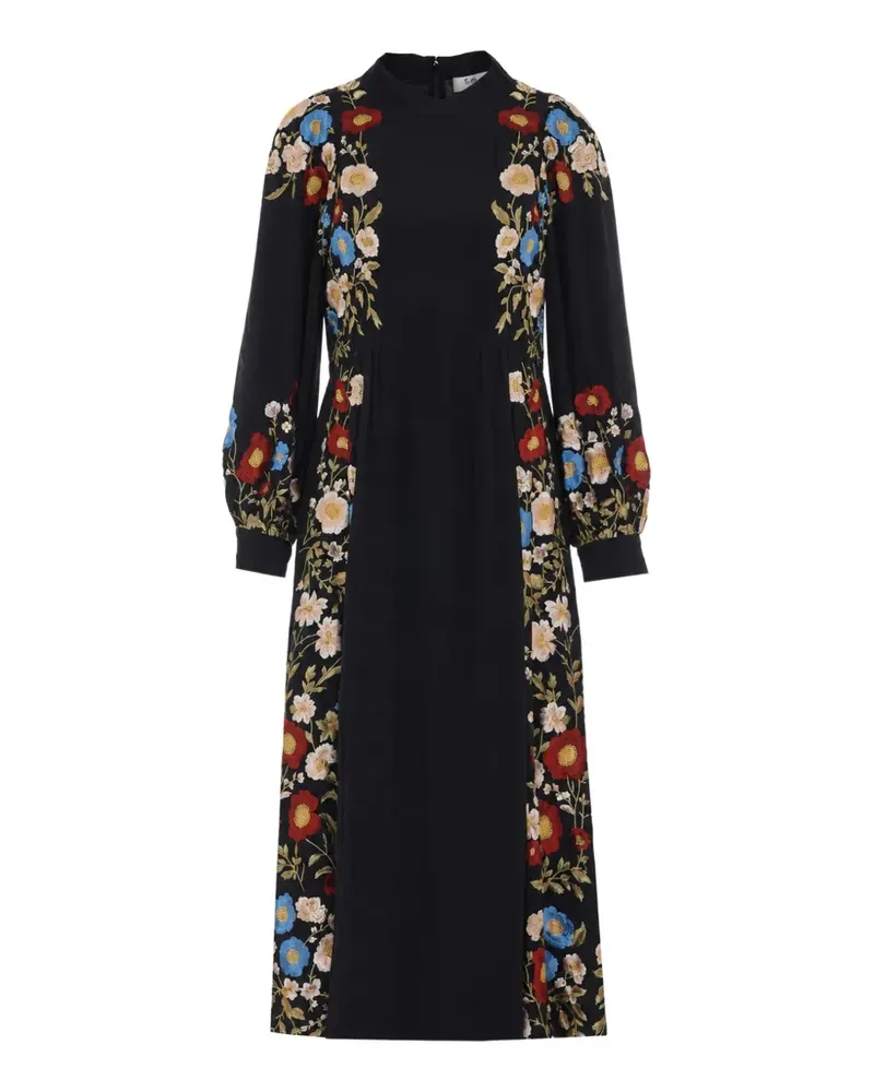 Sea Kleid mit Blumenapplikation - Schwarz Schwarz