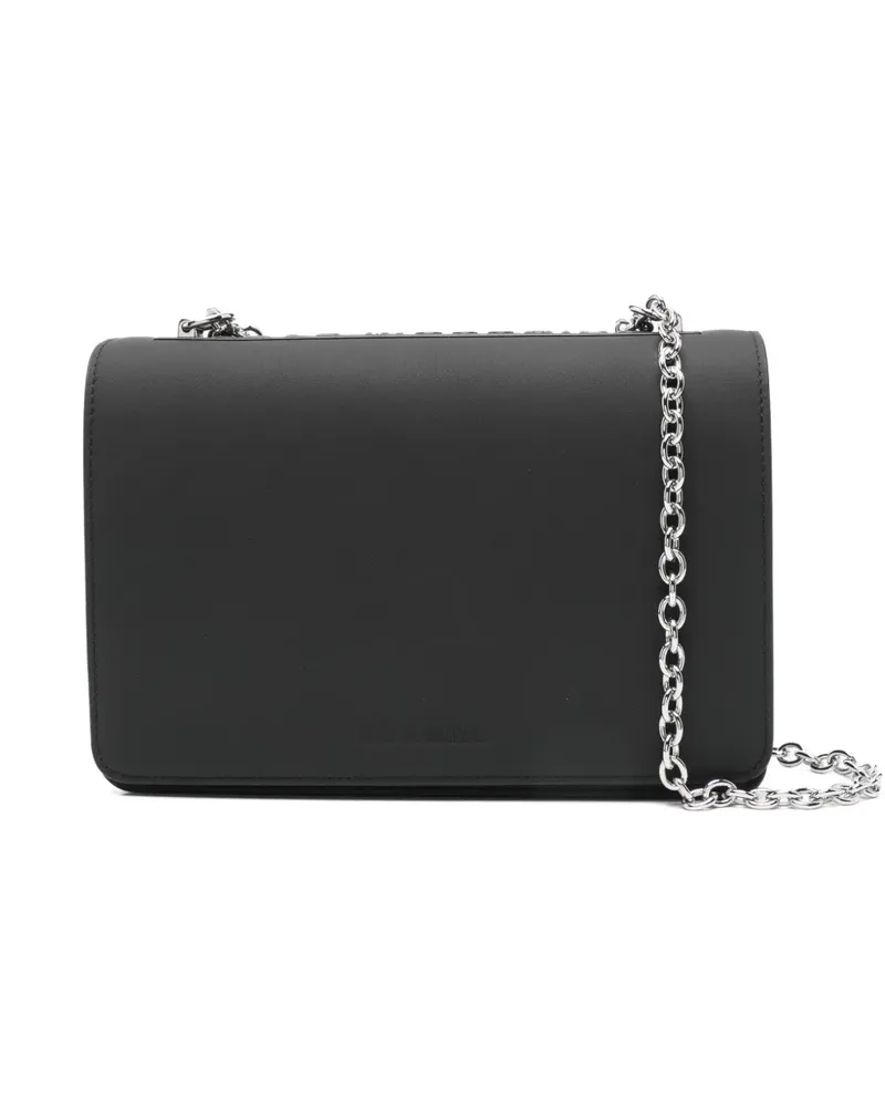 Moschino Handtasche mit Logo-Schild - Schwarz Schwarz