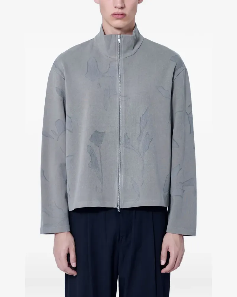 Our Legacy Gemusterter Silt Flower Pullover mit Reißverschluss - Grau Grau