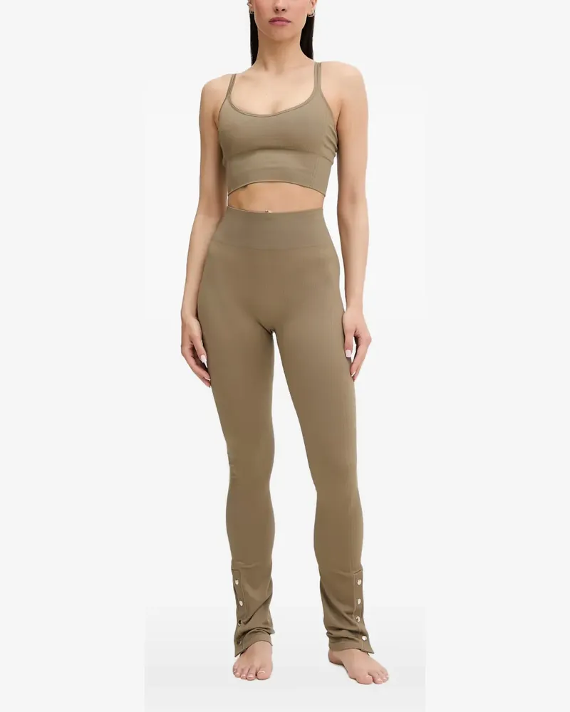 Casall seamless ribbed-knit cropped top - Nude Nude