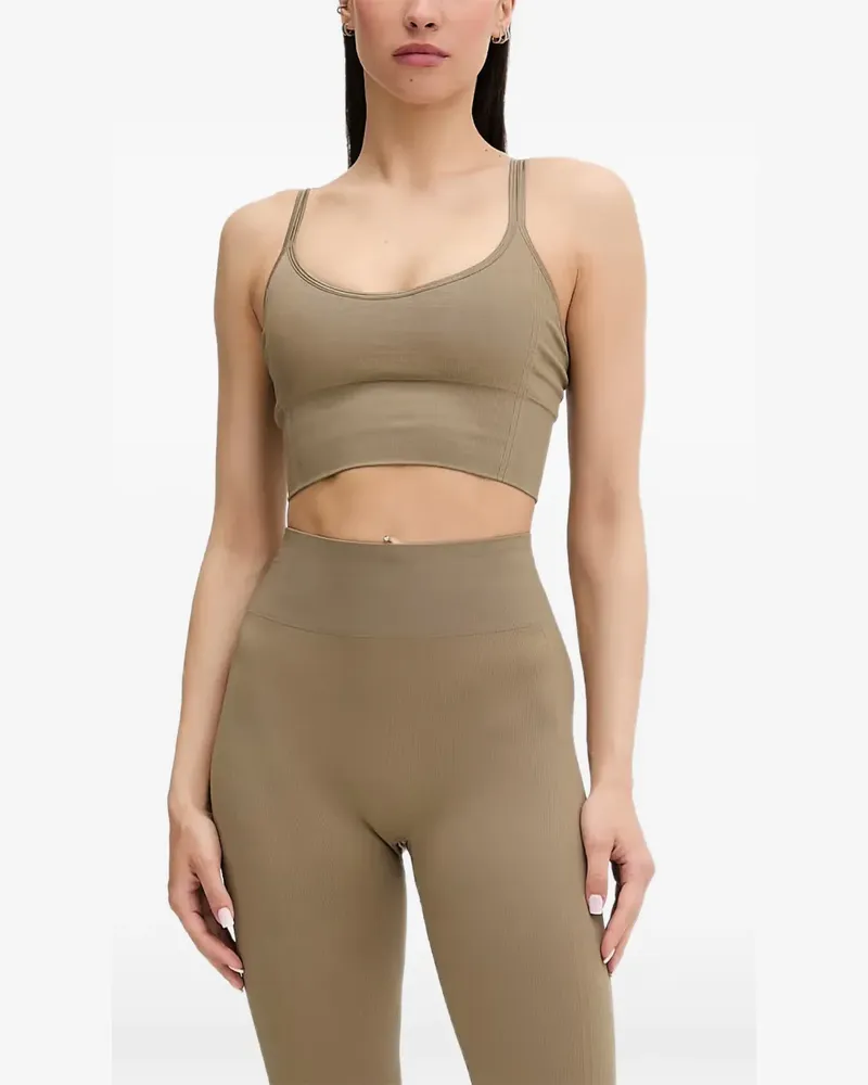 Casall seamless ribbed-knit cropped top - Nude Nude