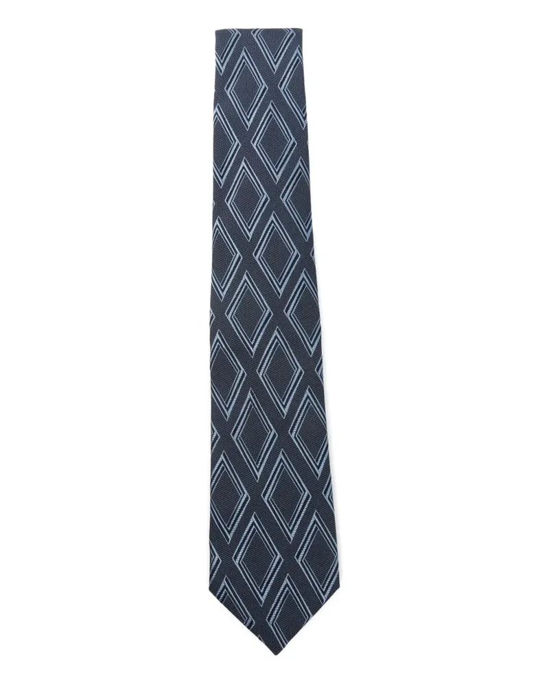 Emporio Armani Geometrisch gemusterte Seidenkrawatte - Blau Blau
