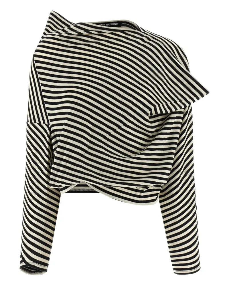 Junya Watanabe striped asymmetric top - Schwarz Schwarz
