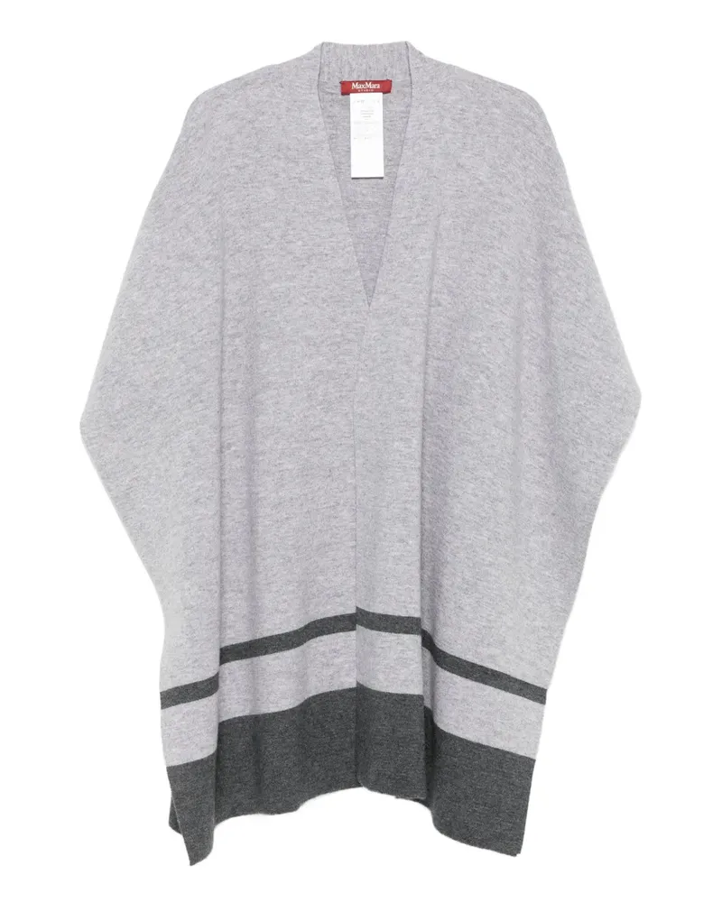 Max Mara Gestreiftes Cape mit V-Ausschnitt - Grau Grau
