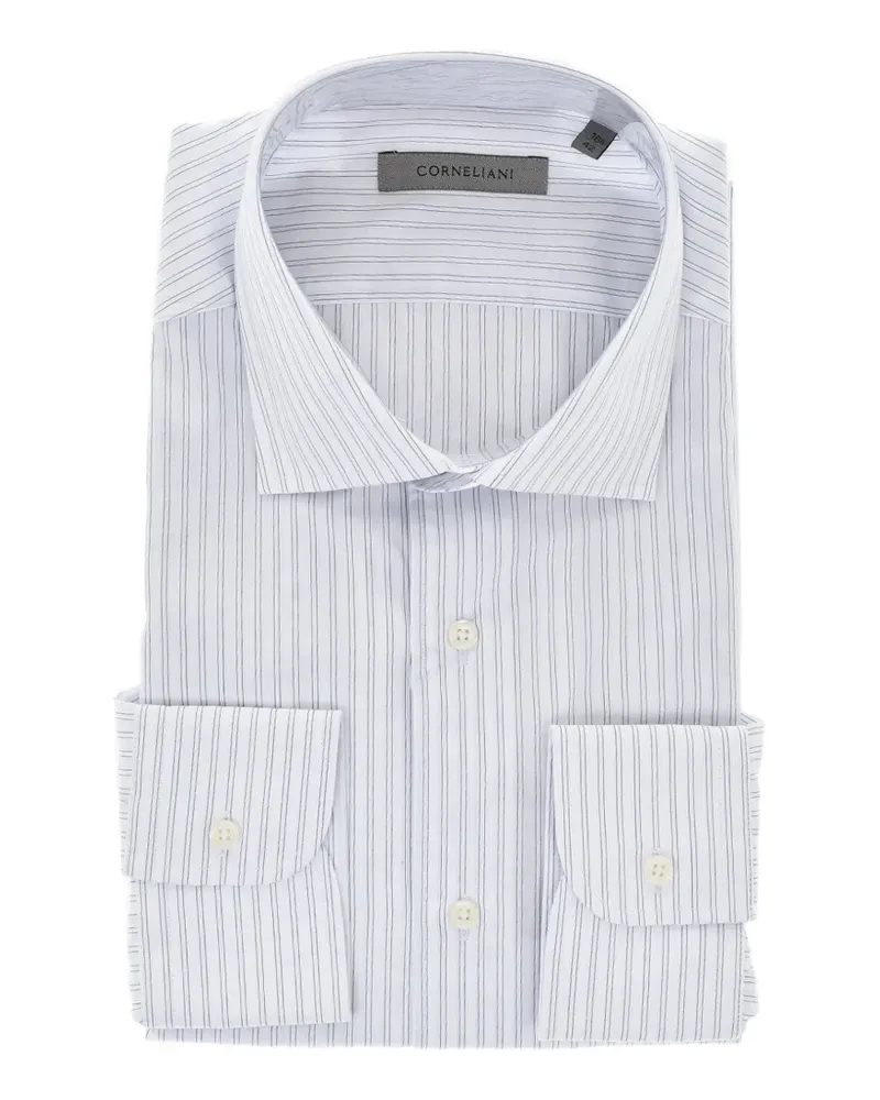 Corneliani Gestreiftes Hemd mit französischem Kragen - Weiß Weiß