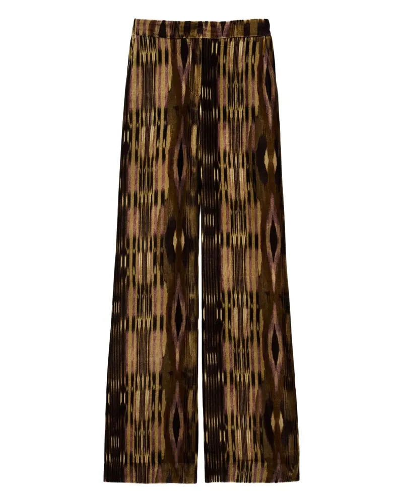 ba&sh Velvo Palazzohose aus Samt mit Print - Braun Braun