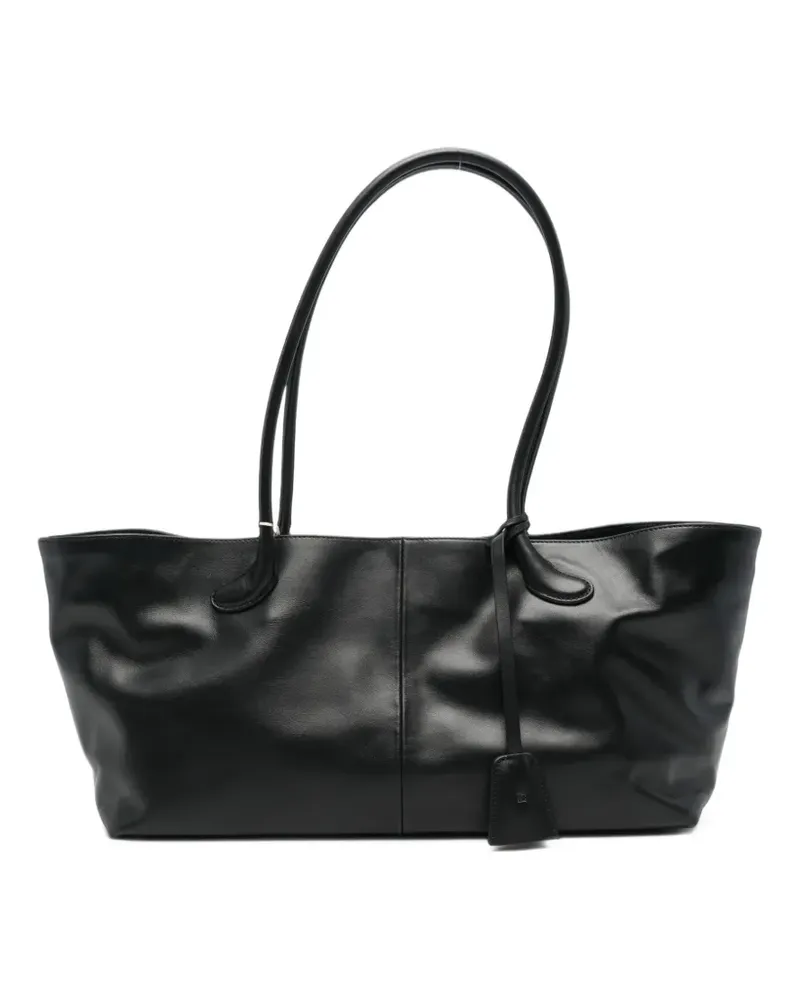 LOW CLASSIC mini Haricot leather tote bag - Schwarz Schwarz