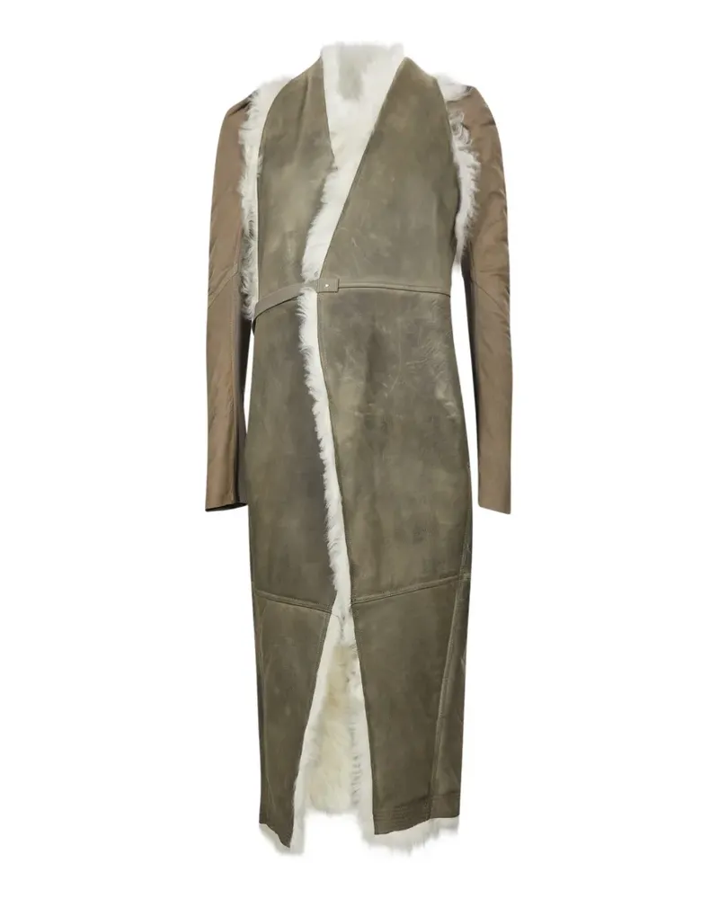Rick Owens Cyclops shearling-trim panelled coat - Braun Braun