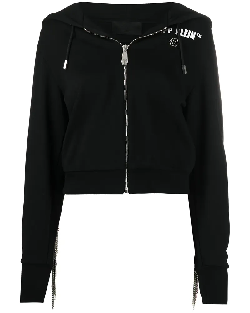 Philipp Plein Kapuzenpullover mit Fransen - Schwarz Schwarz