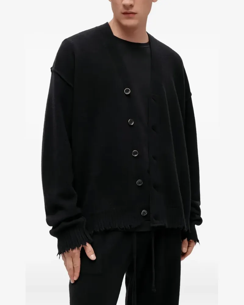 Uma Wang frayed buttoned cardigan - Schwarz Schwarz