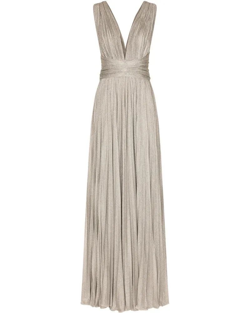 Dolce & Gabbana Drapiertes Maxikleid mit Lamé - Grau Grau
